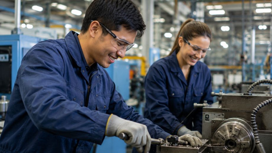 Ausländische Arbeitskräfte arbeiten in guter Stimmung